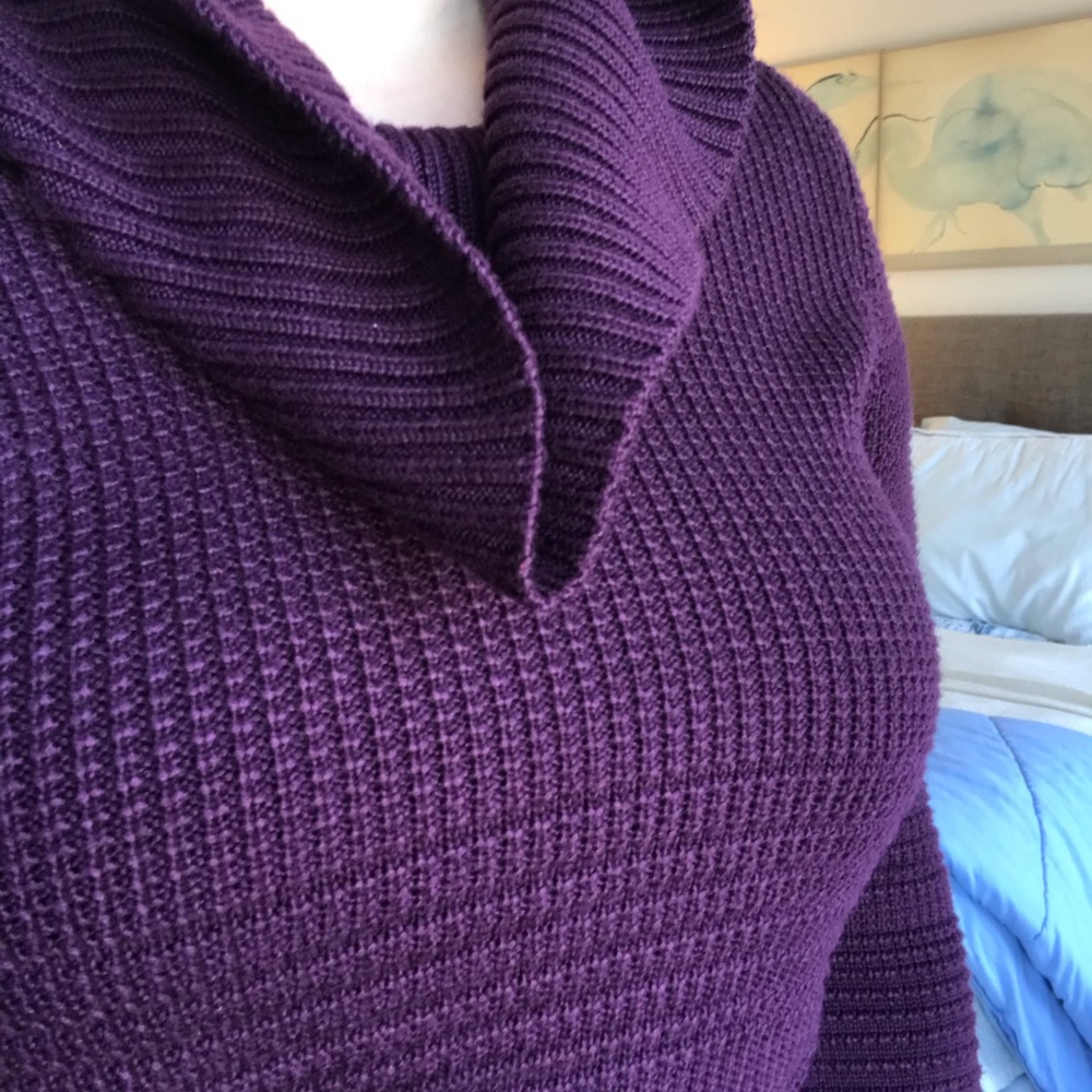 CALVIN KLEIN dark purple cowl neck sweater, Sz medium